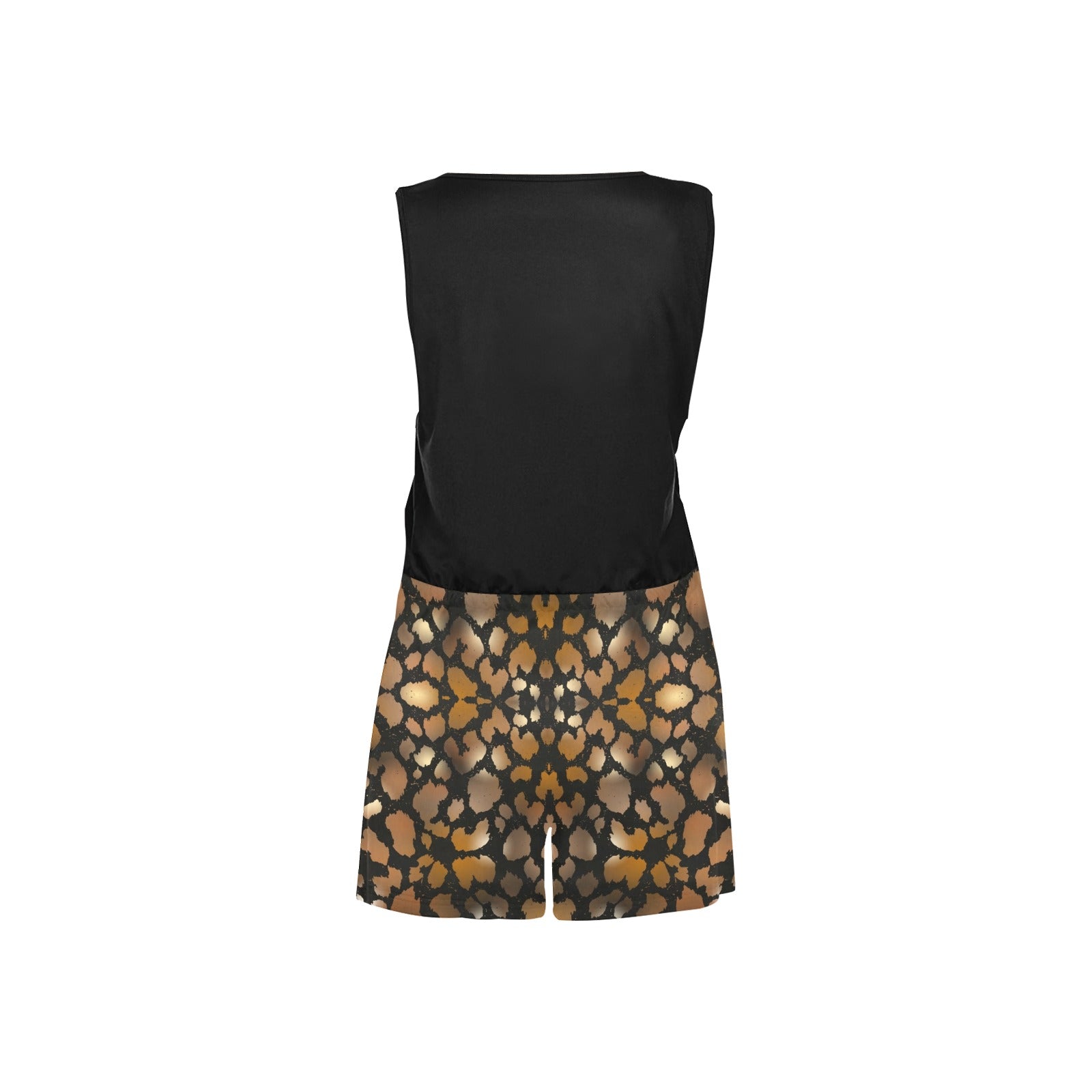 Animal Print Sleeveless Short Jumpsuit up to 2 XL white background back