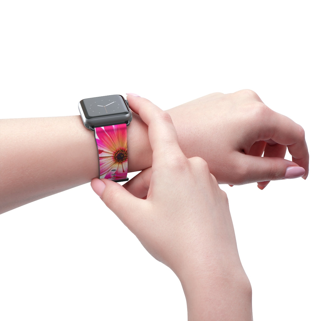 Art Daisies Apple iWatch Replacement Strap Vegan Leather black 3