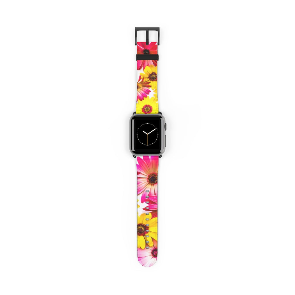 Art Daisies Apple iWatch Replacement Strap Vegan Leather black 5