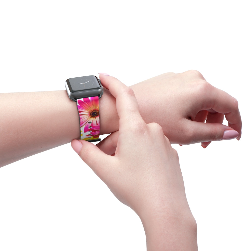 Art Daisies Apple iWatch Replacement Strap Vegan Leather black 8