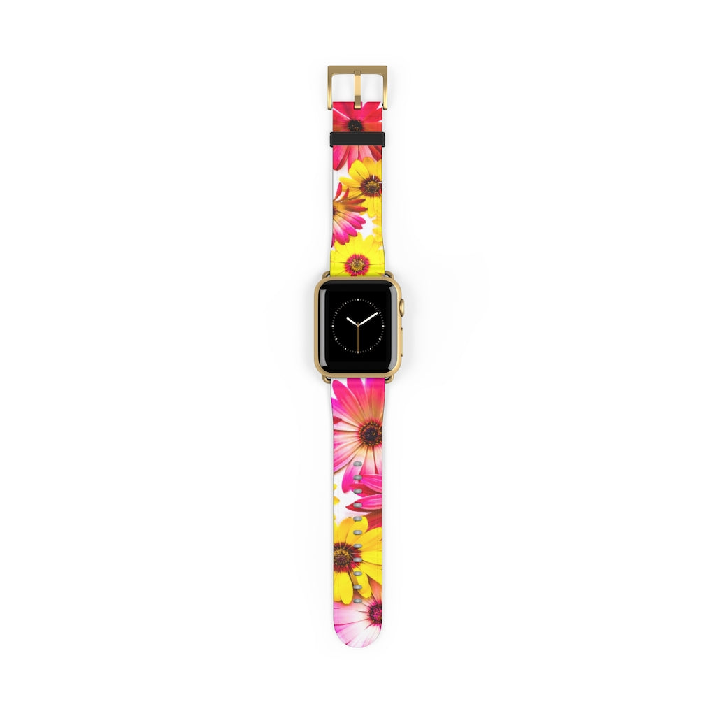 Art Daisies Apple iWatch Replacement Strap Vegan Leather gold 1