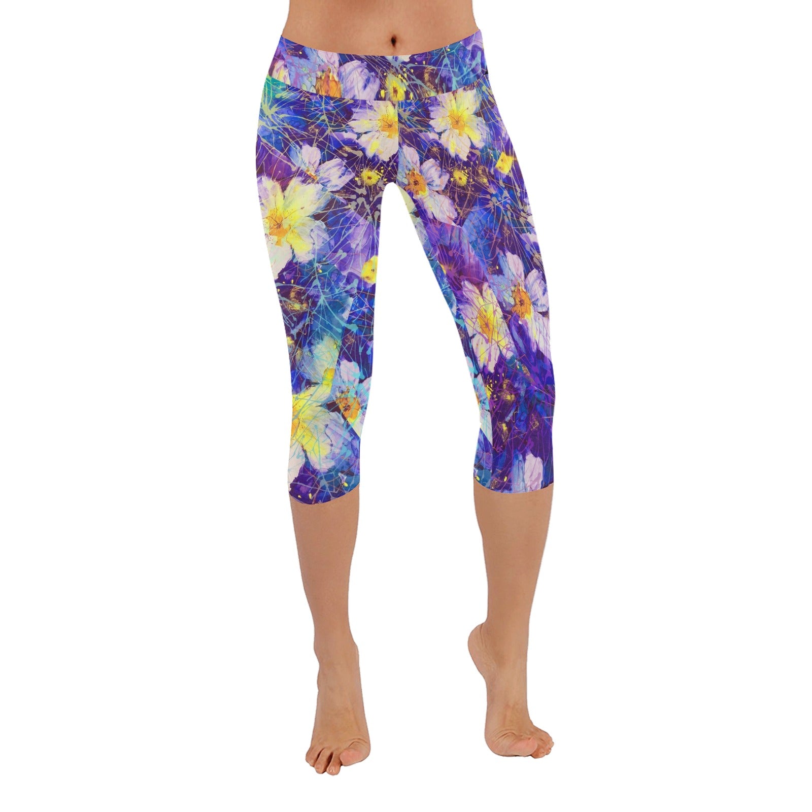 Art Flowers Capri Leggings up to 5 XL front