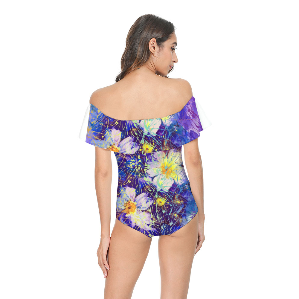 Art Flowers Flounce Top Swimsuit up to 6 XL back