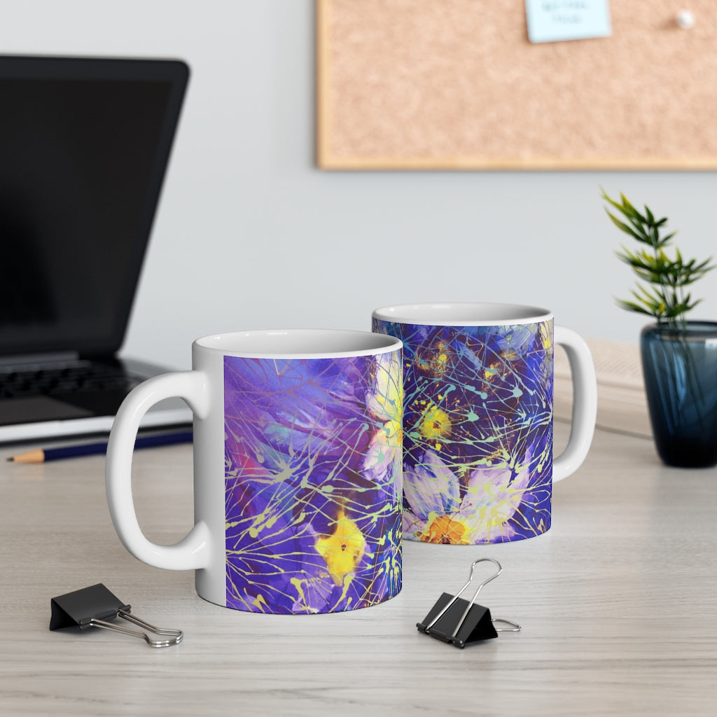 Art Flowers Mug 11oz (Microwave & Dishwasher Safe) 1
