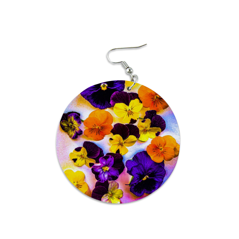 Art Violas Round Wooden Earrings 2