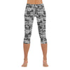 Australian Newspaper B & W Capri Leggings up to 5 XL back