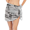 Australian Newspaper B & W Short Chiffon Sarong Wrap up to 5 XL 1