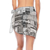 Australian Newspaper B & W Short Chiffon Sarong Wrap up to 5 XL 2