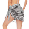 Australian Newspaper B & W Short Chiffon Sarong Wrap up to 5 XL 3