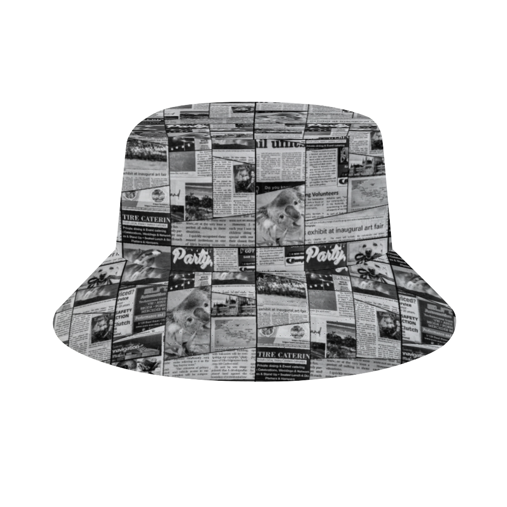 Australian Newspaper Black & White Bucket Hat 2