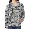Australian Newspaper Black & White Full Zip Hoodie up to 2 XL 1