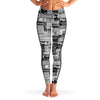 Australian Newspaper Black & White Mesh Panel Side Pockets Leggings (FWS) 2