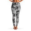 Australian Newspaper Black & White Mesh Panel Side Pockets Leggings (FWS) 3