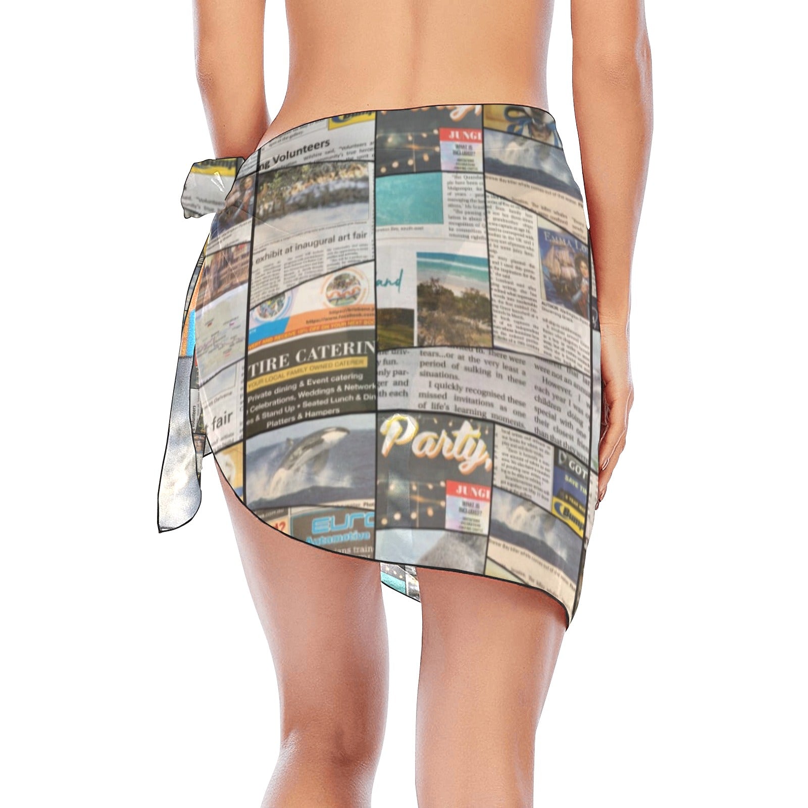 Australian Newspaper Colour Short Chiffon Sarong Wrap up to 5 XL 2