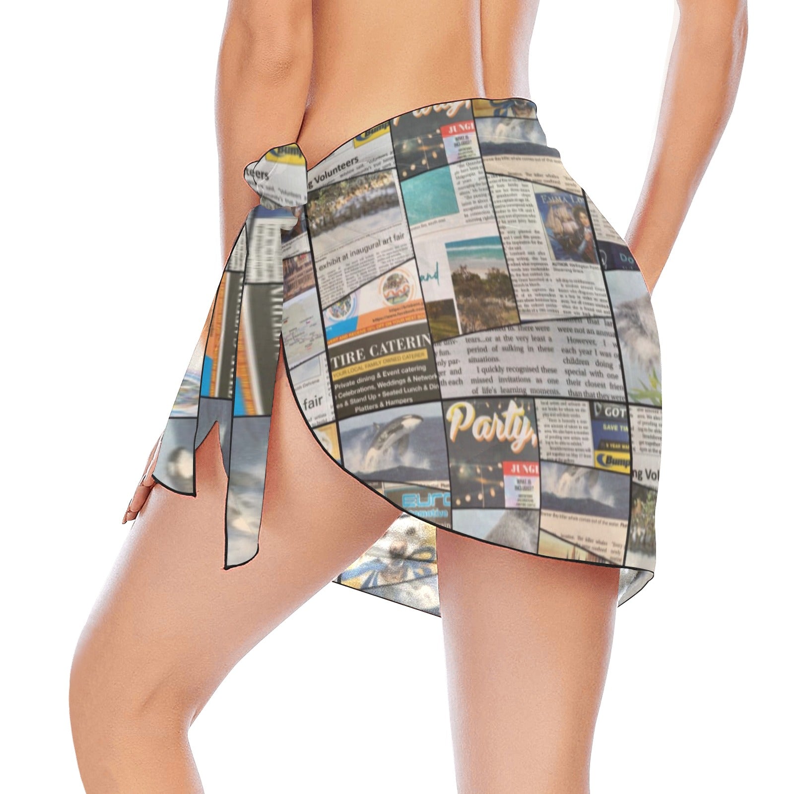 Australian Newspaper Colour Short Chiffon Sarong Wrap up to 5 XL 3