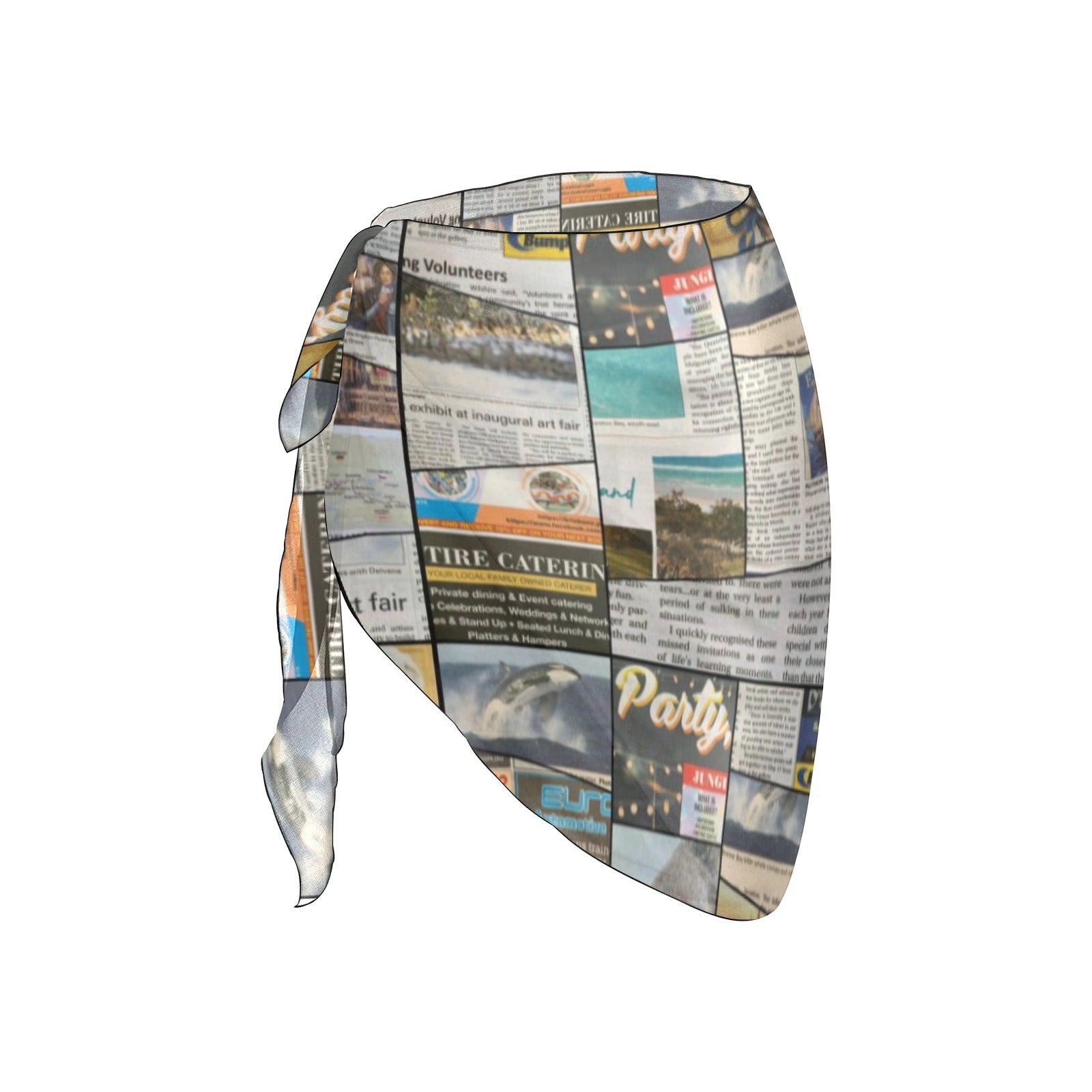 Australian Newspaper Colour Short Chiffon Sarong Wrap up to 5 XL 4