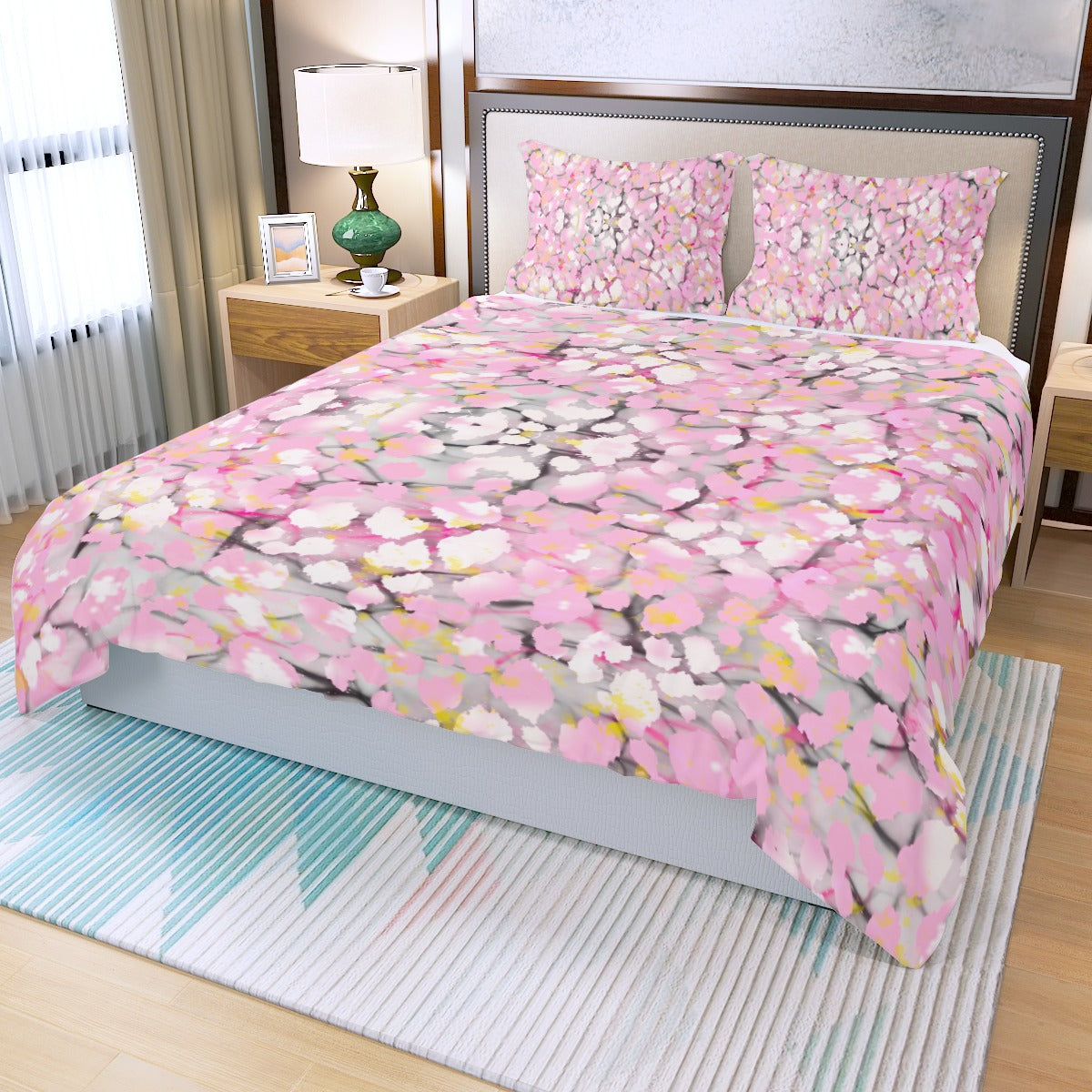 Baby Pink Leopard Plus Three Piece Bed Cover Set 1