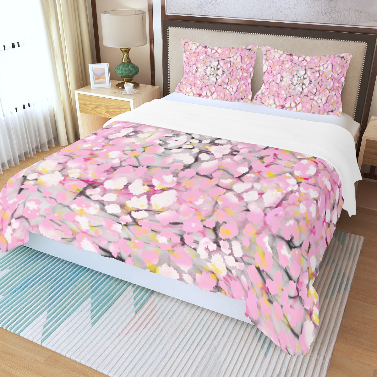 Baby Pink Leopard Plus Three Piece Bed Cover Set 3