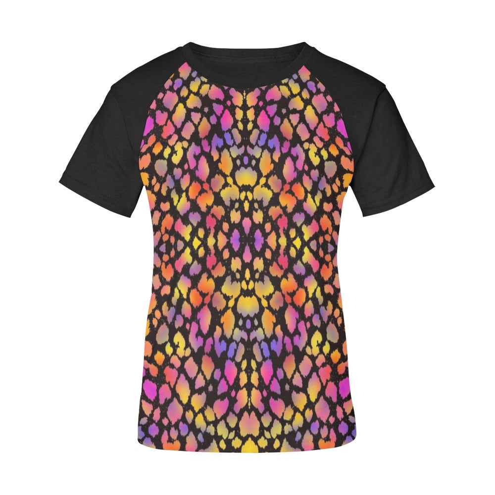 Black Pinky Leopard Raglan Sleeve T-Shirt up to 2 XL 2