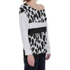Black & White Leopard Stripes Oversized Off-Shoulder Sweatshirt up to 4 XL 2