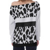 Black & White Leopard Stripes Oversized Off-Shoulder Sweatshirt up to 4 XL 5