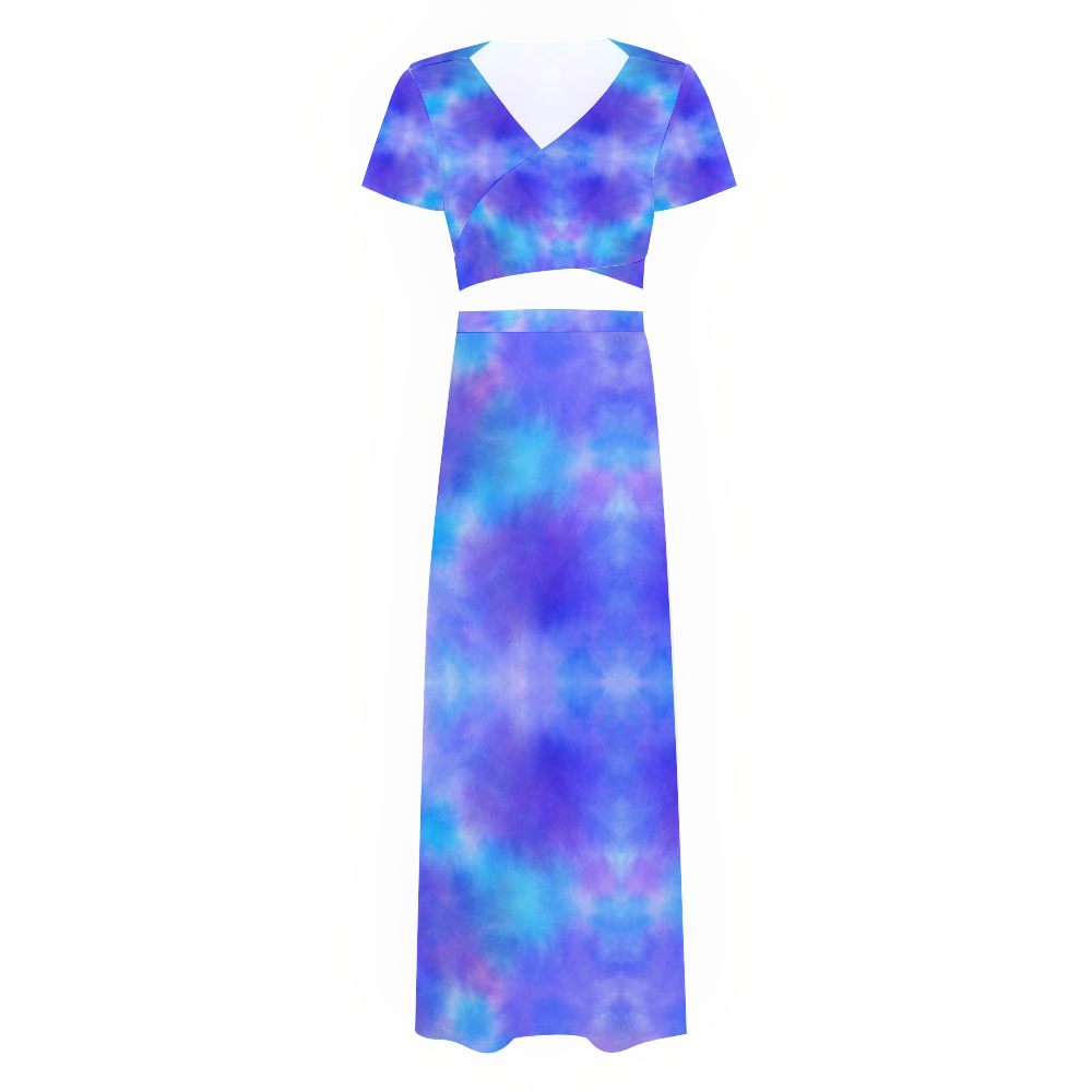 Blue Sky Two Piece V-Neck Top & Long Skirt Set up to 4 XL (FWS)  3