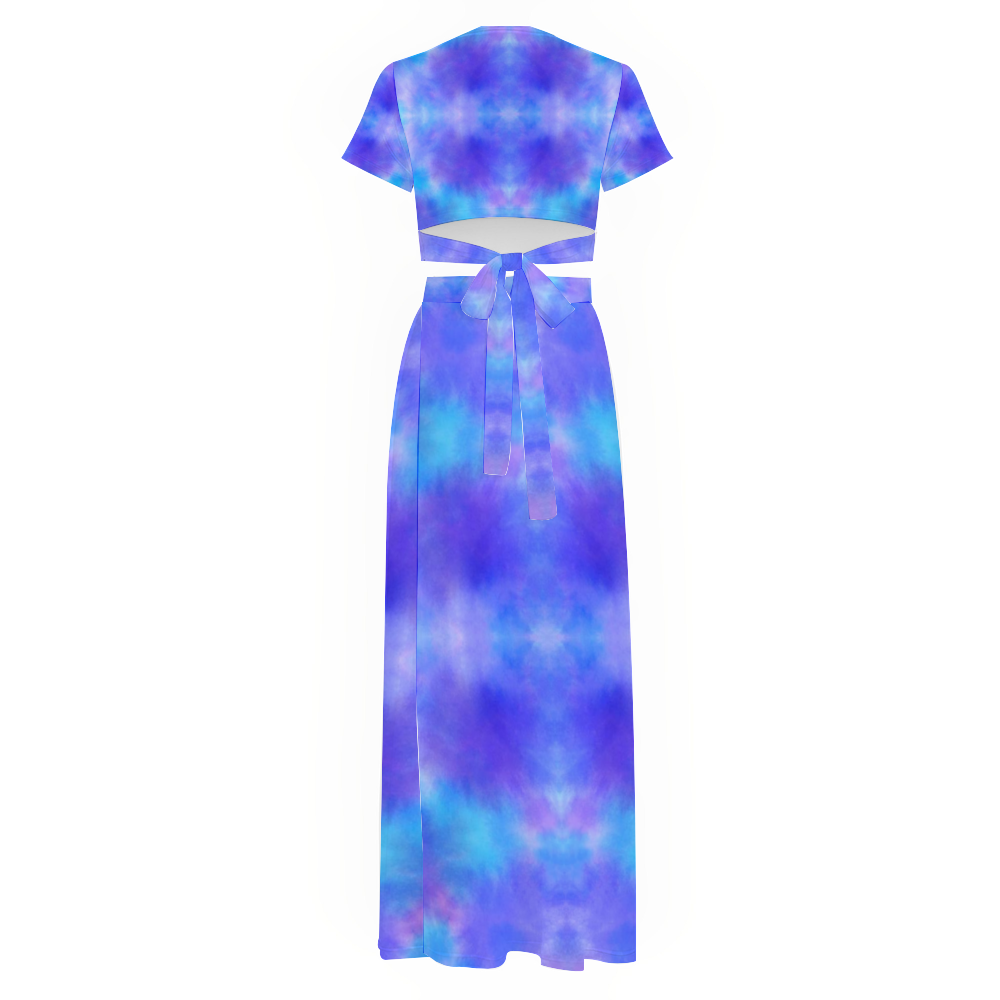 Blue Sky Two Piece V-Neck Top & Long Skirt Set up to 4 XL (FWS)  4