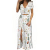 Boho White Two Piece V Neck Top & Long Skirt Set up to 4 XL (FWS) 1