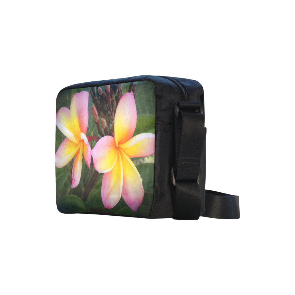 Tri Colour Frangipani 02 Cross-Body Shoulder Bag