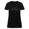 Cat Heartbeat Women's Black Cotton T-Shirt up to 3 XL