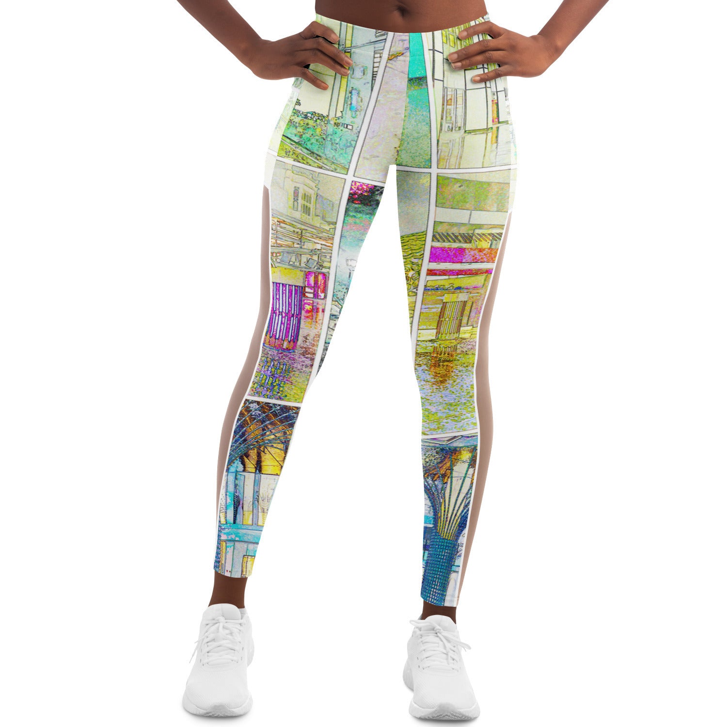 City Watercolour Mesh Panel Side Pockets Leggings (FWS) 7