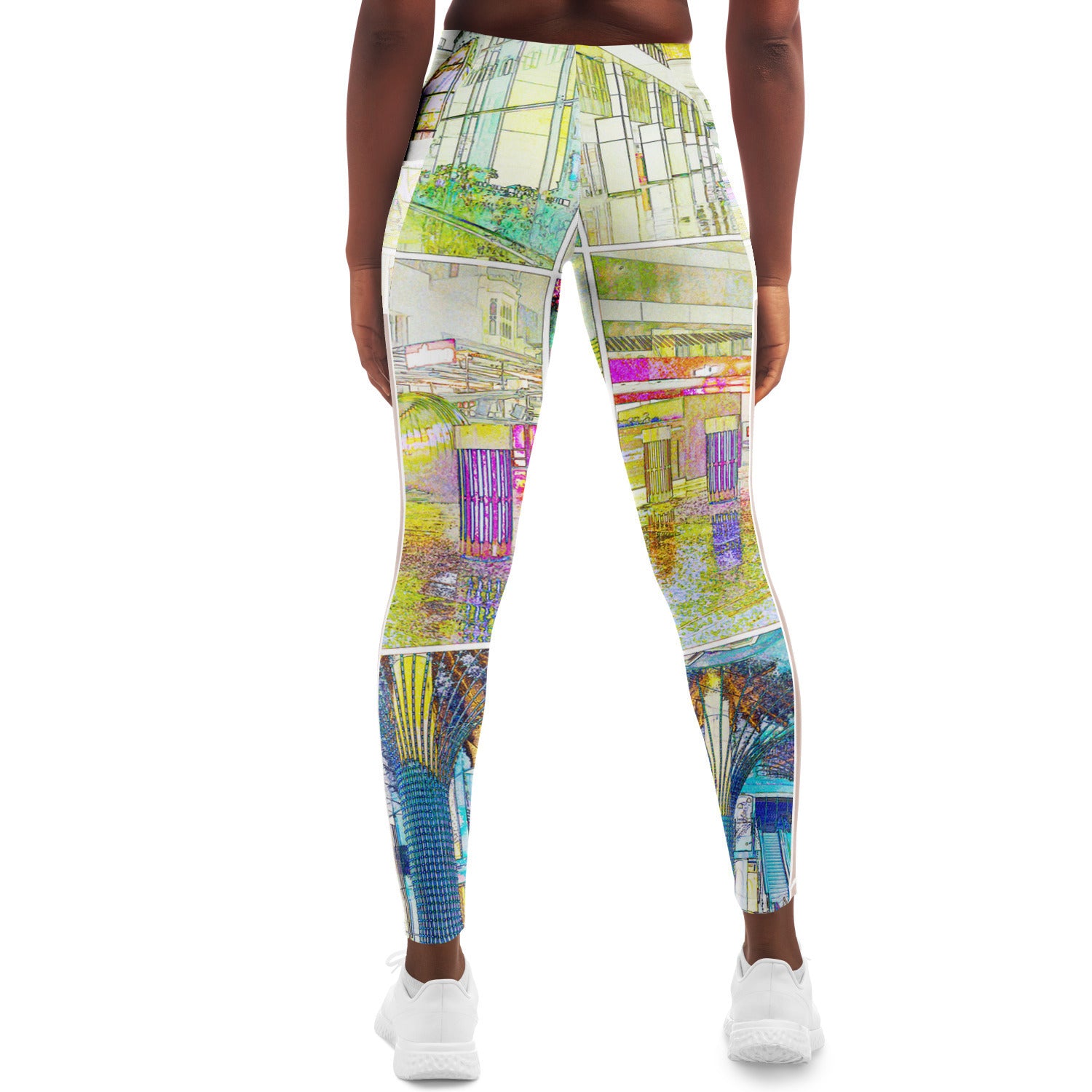 City Watercolour Mesh Panel Side Pockets Leggings (FWS) 8