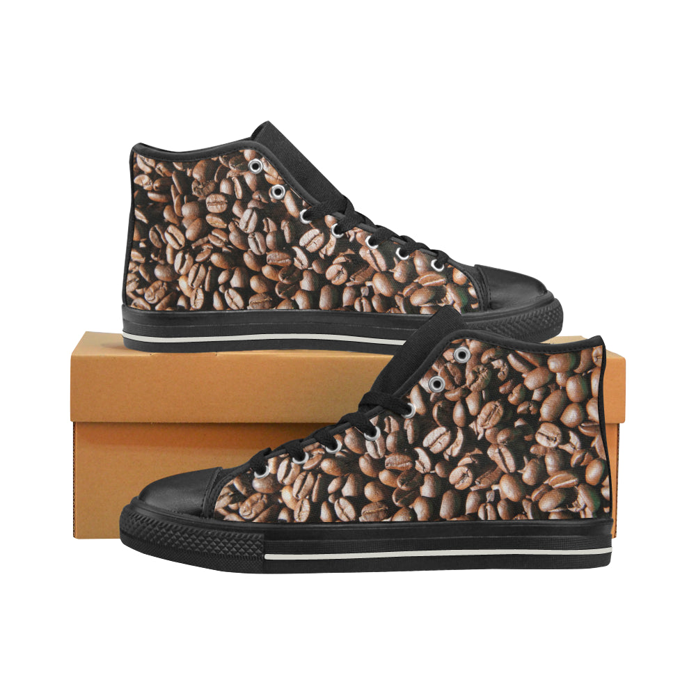 Coffee Beans High Top Shoes Black or White up to size 12 2