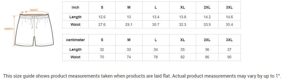 Coffee Beans Men's Boxer Briefs up to 3 XL size chart