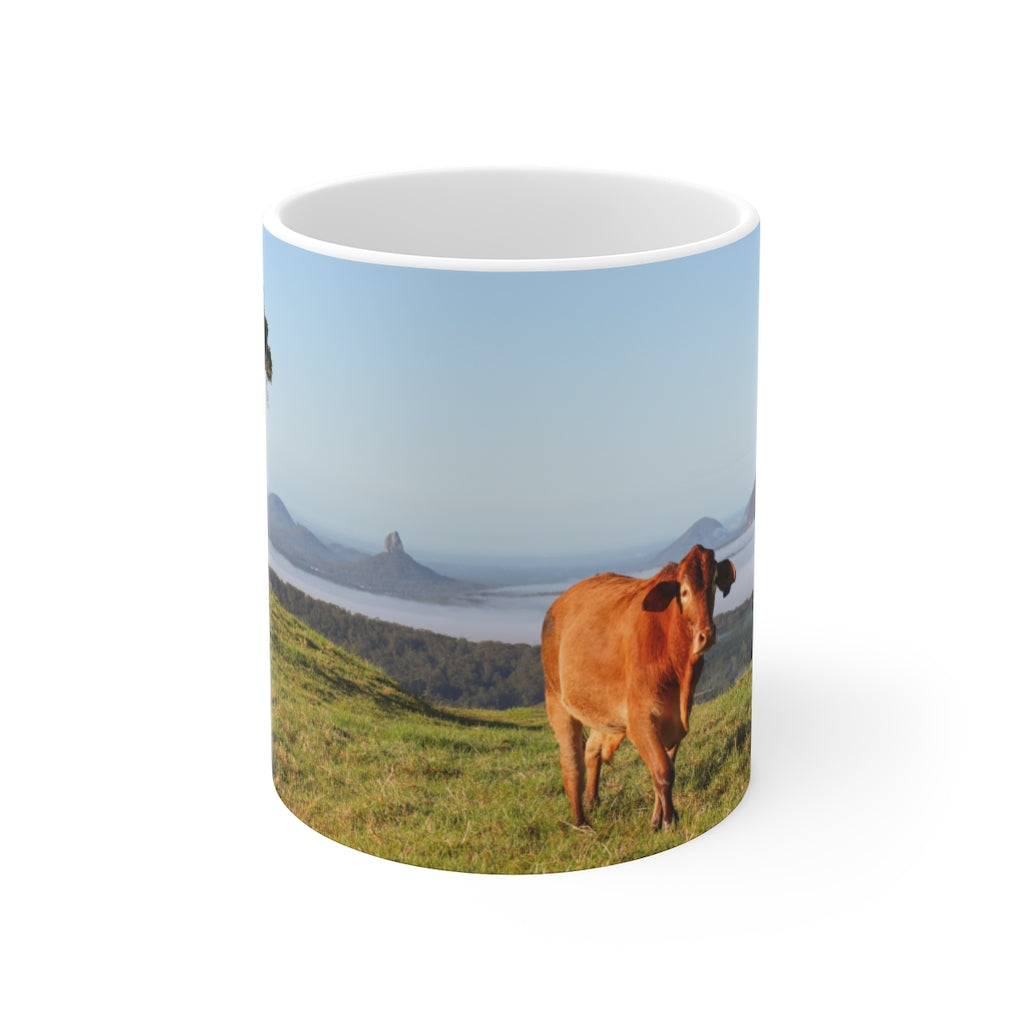 Cow with Mountains Mug 11oz (Microwave & Dishwasher Safe) 1