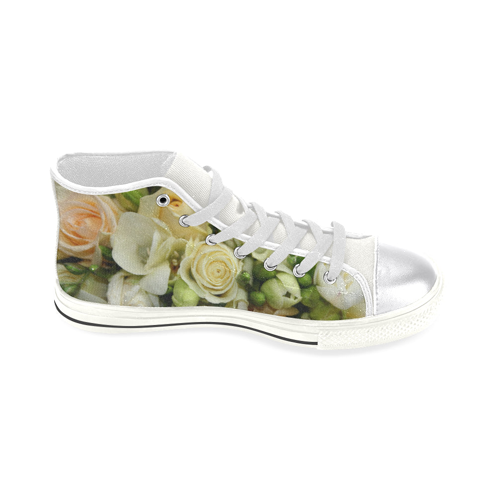 Cream Roses High Top Women's Shoes up to Size 12 3