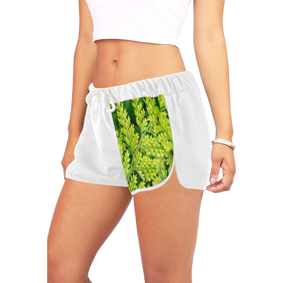 Green Fern Drawstring Shorts up to 2 XL