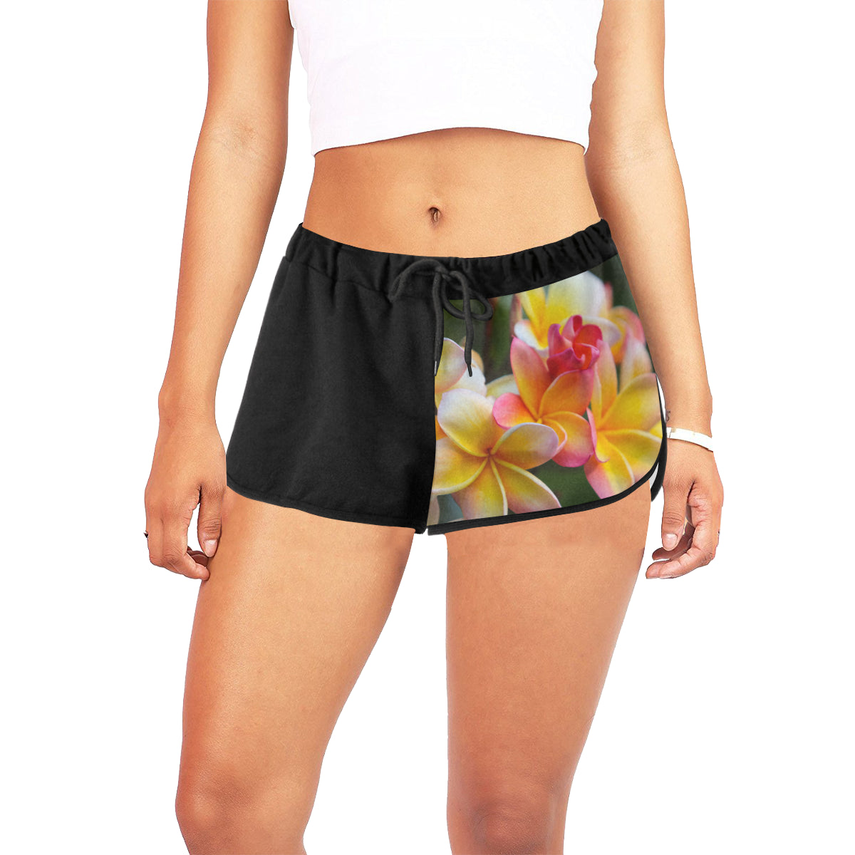 Last of Summer Frangipanis Drawstring Shorts up to 2 XL