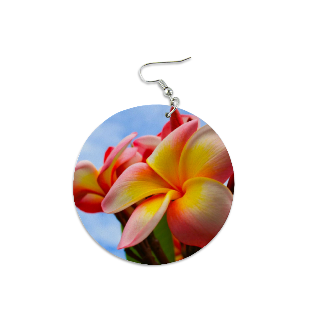 Frangipani Sky Round Wooden Earrings (FWS) 3