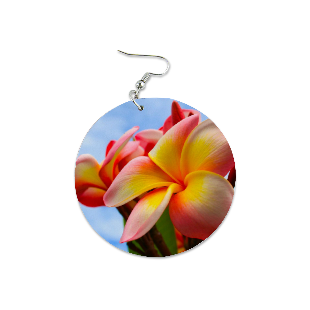 Frangipani Sky Round Wooden Earrings (FWS) 4