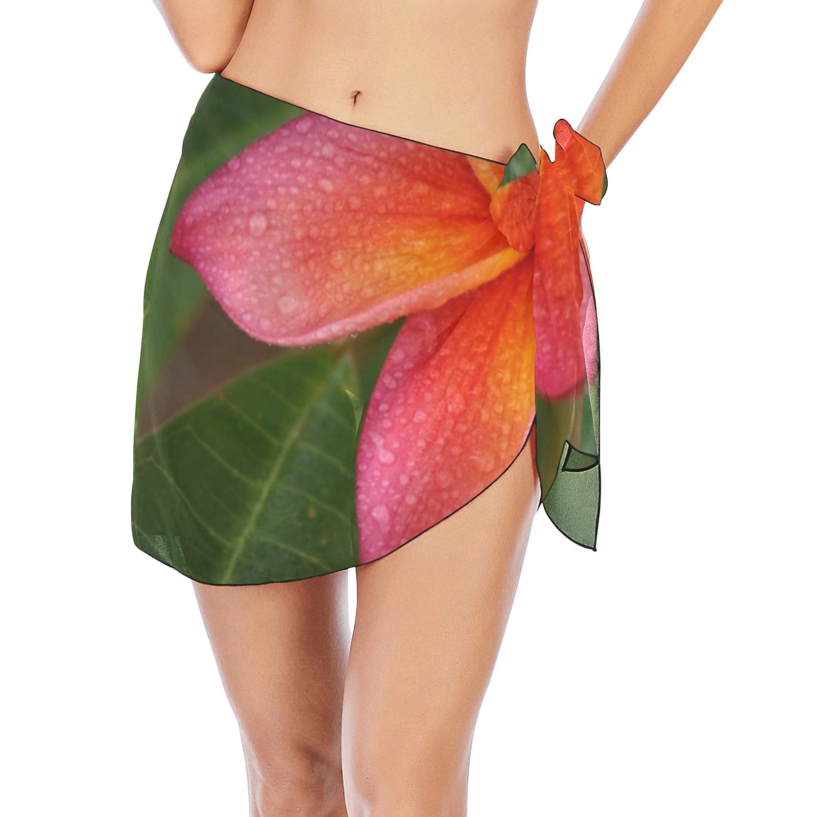 Frangipani in the Rain Short Chiffon Sarong Wrap up to 5 XL 1