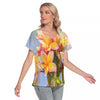 Fresh Frangipanis V-Neck Top up to 2 XL (FWS) 2
