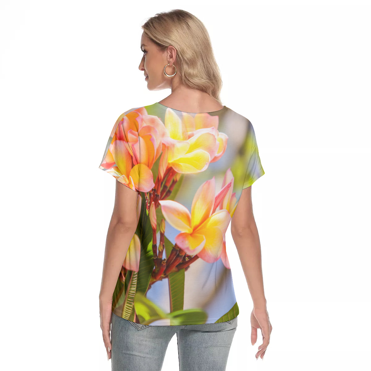 Fresh Frangipanis V-Neck Top up to 2 XL (FWS) 4
