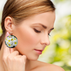 Fresh White Frangipanis Round Wooden Earrings (FWS) 1