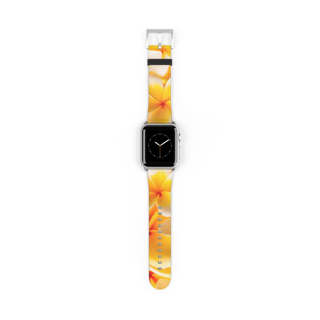 Fresh Yellow Frangipanis Apple iWatch Replacement Strap Vegan Leather (FWS) 9