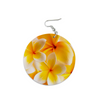Fresh Yellow Frangipanis Round Wooden Earrings (FWS) 2
