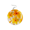 Fresh Yellow Frangipanis Round Wooden Earrings (FWS) 3