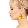 Fresh Yellow Frangipanis Round Wooden Earrings (FWS) 4