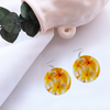 Fresh Yellow Frangipanis Round Wooden Earrings (FWS) 5