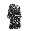 Graphic Lillies Black V Neck Top with Bell Sleeves up to 3 XL (FWS) 3